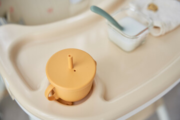 a close up of a baby's high chair