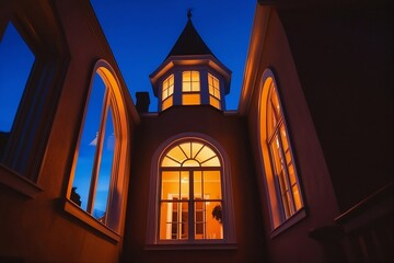 Dusk's Embrace The Warm Glow of a Victorian Mansion