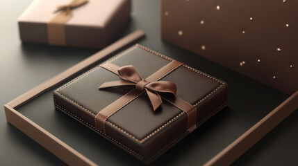 Luxurious monogrammed leather wallet in elegant gift packaging, featuring stylish bow and sophisticated design. Perfect for special occasions and gifting