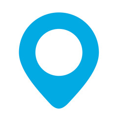 Blue location pin icon, map pin symbol flat illustration, gps and navigation sign, map pointer clip art vector