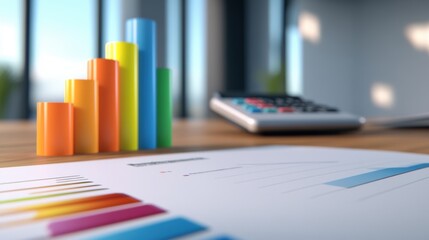 A close up of a graph and some colorful pieces on top, AI