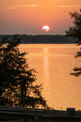 Solomons, Maryland, USA Sunset and a dock on the Patuxent River on the Chesapeake Bay.