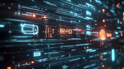 Obraz premium Digital HUD icons arranged on a smooth muted background