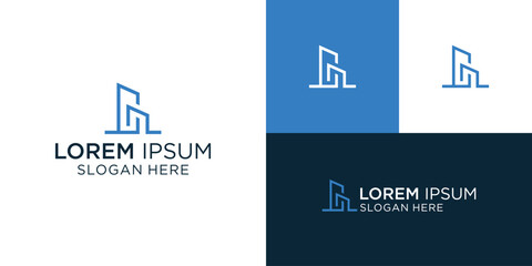 minimalist building logo unk office building company