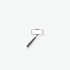 Selfie stick icon sticker isolated on gray background