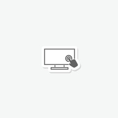  Touch screen monitor icon sticker isolated on gray background