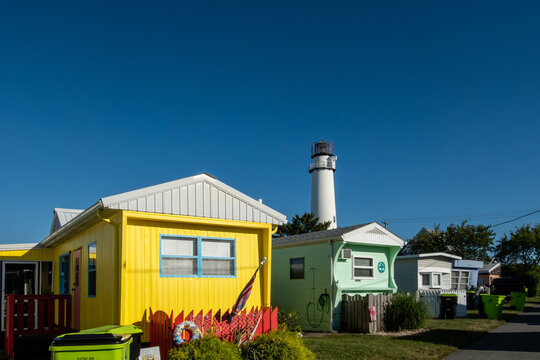 Fenwick Island, Delaware, USA  Private residential vacation  homes near Ocean Beach Maryland with the Fenwick Island Lighthouse.
