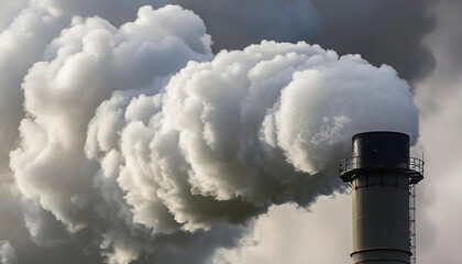 Close-up of the top of a chimney with heavy smoke emission