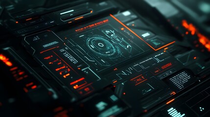 Obraz premium Minimalist HUD interfaces overlapping on a sleek muted background