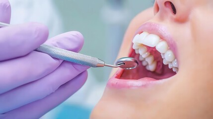 Dentist Applying Fluoride Treatment - Fluoride being applied to a patient's teeth as part of a checkup