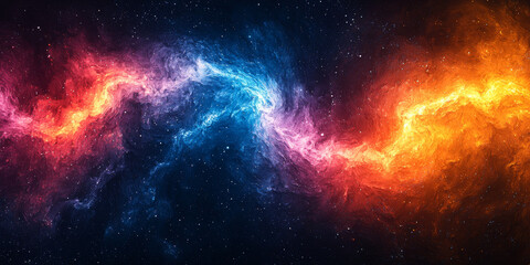 Obraz premium Cosmic flames dance in vibrant hues of blue and orange.