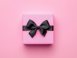 Jewelry gift box with intricate detailing and silk bow, pastel pink background, high contrast, elegant packaging, top view