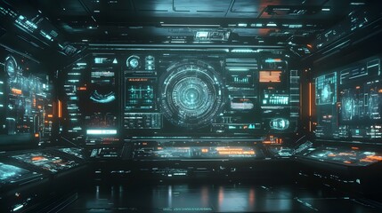 Fototapeta premium High-tech HUD elements overlaid on a smooth muted surface