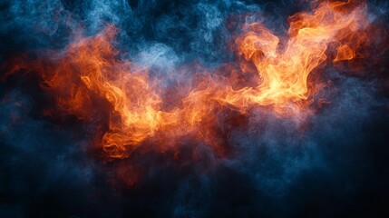 Abstract firey background. Fire on dark background