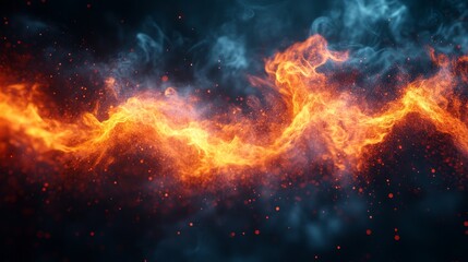 Fototapeta premium Abstract firey background. Fire on dark background