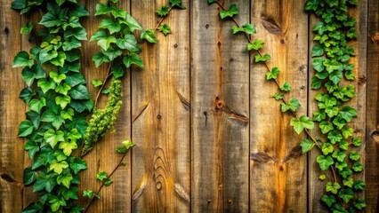 Ivy vines growing on a rustic wood wall