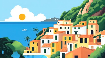 Naklejka premium Illustrations of Buildings and Areas for Famous Tours in Italy, Generative AI