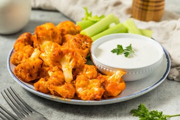 Roasted Homemade Baked Buffalo Cauliflower Wings