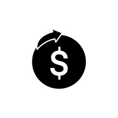 send money icon, money coin symbol send funds, vector illustration