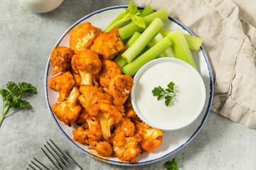 Roasted Homemade Baked Buffalo Cauliflower Wings