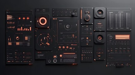 Fototapeta premium Minimalist HUD displays arranged on a smooth neutral background