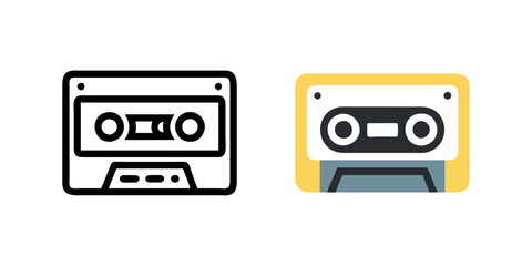 Set of cassette tape icons, showcasing various designs and styles. Ideal for retro-themed projects, music-related graphics, and nostalgic designs.