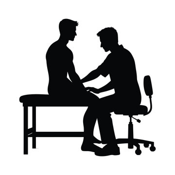 silhouette doctor examining patient clip art preview