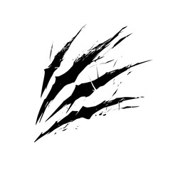 Abstract black claw scratch marks, jagged edges, bold ink streaks, dynamic and fierce design, sharp lines, minimalist art, high contrast