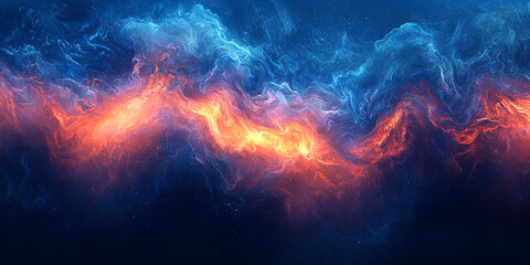 Fototapeta premium Abstract fire and water swirling together in a vibrant blue and orange color scheme.