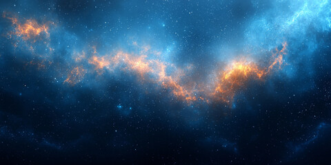 Obraz premium Cosmic Nebula with fiery orange and blue hues.