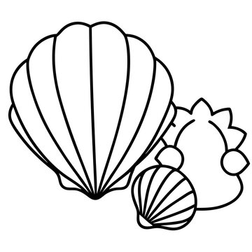 recommend clip art: seashell items outline coloring book page line art drawing