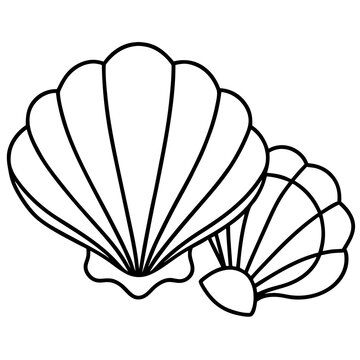 recommend clip art: seashell items outline coloring book page line art drawing
