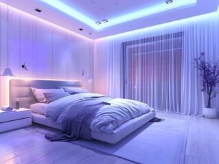 Optimized Bedroom with Smart Sleep Tracker and Mattress for Enhanced Rest and Wellness