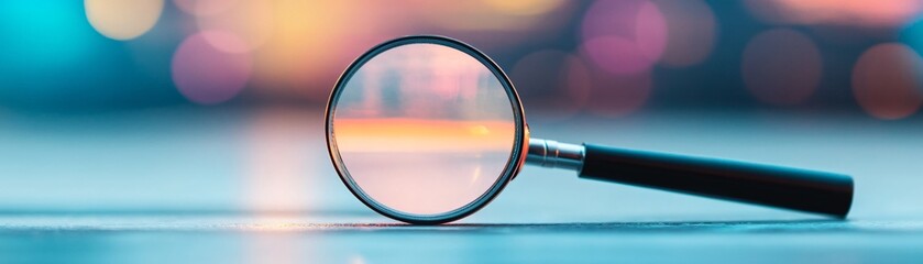 Magnifying glass focused on a tiny defect in a manufactured part, defect detection, precision in quality control.
