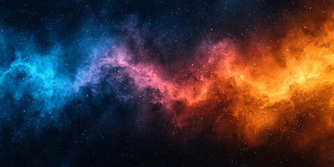 Naklejka premium A cosmic dance of blue and orange nebulae.