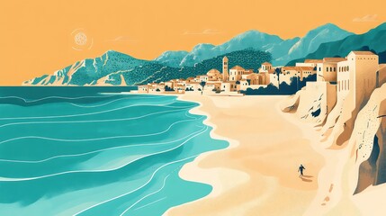 Fototapeta premium Illustrations of Buildings and Areas for Famous Tours in Italy, Generative AI