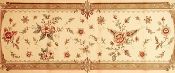 Obraz premium Ornate Floral Pattern on a Cream-Colored Background