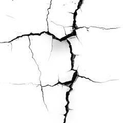 White Cracked Background Texture, High Resolution Abstract Crack Wall, Artistic Fragmentation Pattern, Black and White Design