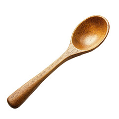 Crafted wooden spoon on white backdrop isolated transparent