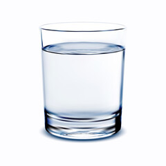 Realistic water glass isolated on white background. 3d water glass