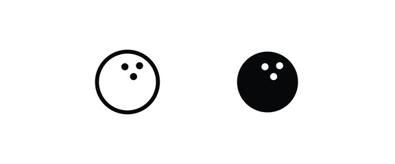 bowling ball and pin line and flat icons set, editable stroke isolated on white, linear vector outline illustration, symbol logo design style