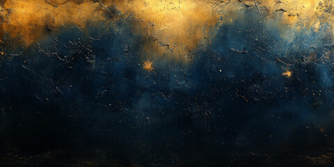 Abstract gold and blue painted background.