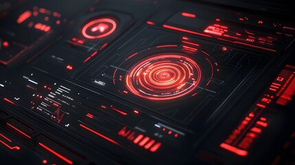 Obraz premium Dynamic HUD elements seamlessly integrated on a sleek muted surface