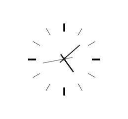 Wall clock black frame. Simple wall clock. Minimalist watch. modern design wall clock. Analog clock. Vector illustration