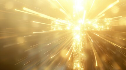 Obraz premium A radiant golden cross shining with light, symbolizing faith, hope, and spirituality in a beautiful background.