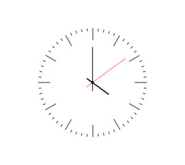 Wall clock black frame. Simple wall clock. Minimalist watch. modern design wall clock. Analog clock. Vector illustration