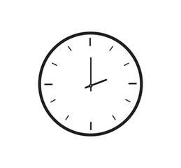 Wall clock black frame. Simple wall clock. Minimalist watch. modern design wall clock. Analog clock. Vector illustration