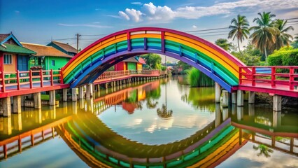 Obraz premium Colorful rainbow bridge in Kalong Village, Samut Sakhon Province, Thailand