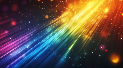 Obraz premium Cosmic Light Streaks. Vibrant Rainbow Refractions in Dark Space
