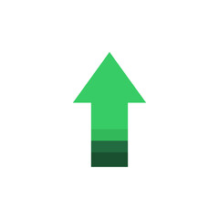 Upward arrow icon. Green increasing arrow. Financial, profit, success, growth, business concepts. Flat vector isolated design illustration.